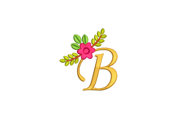 Cute B Letter Embroidery Design, 3 Sizes