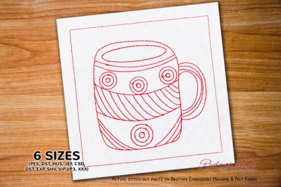 Doodle Decorative Mug Embroidery Design