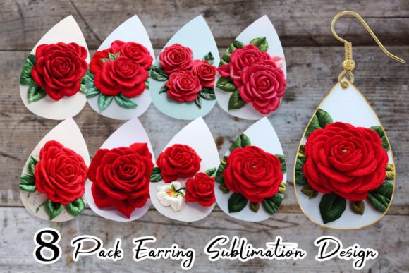 Earring 3D Rose Embroidery
