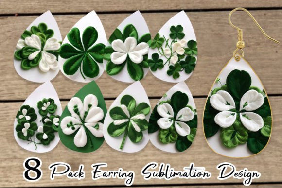 Earring 3D Shamrocks Embroidery