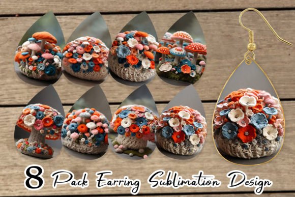 Earring Mushromm Embroidery