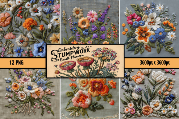 Embroidery Stumpwork Small Flowers