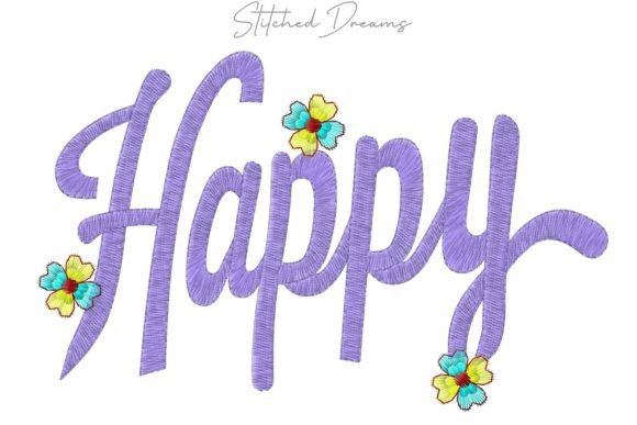 Floral Happy Embroidery Design