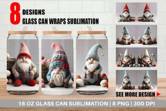 Glass Can Easter Gnome Embroidery
