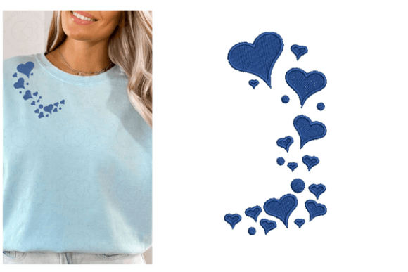Heart Waterfall Embroidery Designs