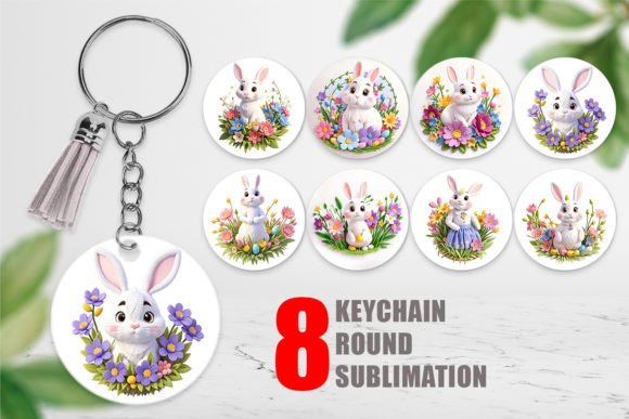 Keychain Bunny Easter Embroidery