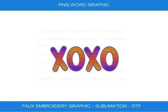 Rainbow Glitter XOXO Faux Embroidery
