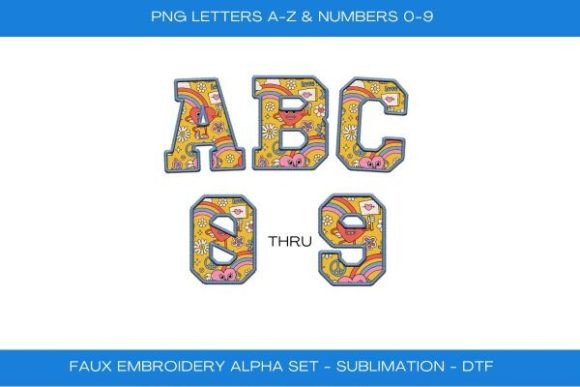 Retro Peace Hearts Faux Embroidery Alpha