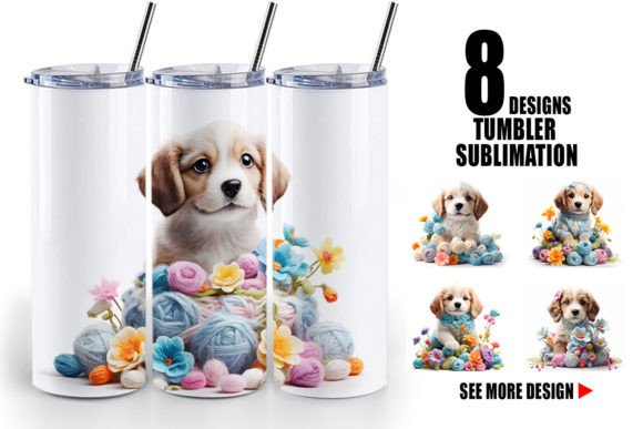 Tumbler Puppy Easter Embroidery