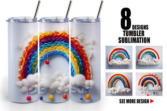 Tumbler Rainbow Embroidery