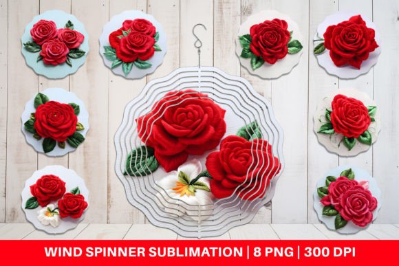 Wind Spinner 3D Rose Embroidery
