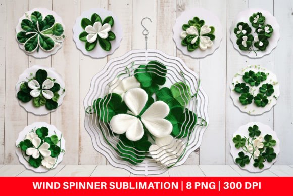 Wind Spinner 3D Shamrocks Embroidery